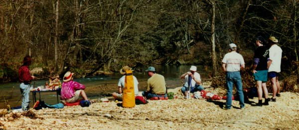 The whole gang at lunch on the river