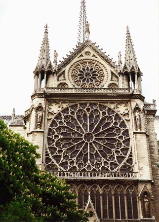 Outdoor view of stained glass window